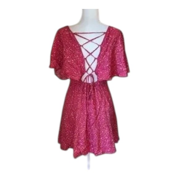 NWT Free People Pink Lace Back Ruffled Sleeve Smock Style Mini Dress Small - Picture 3 of 14